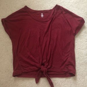 Maroon front knot t shirt